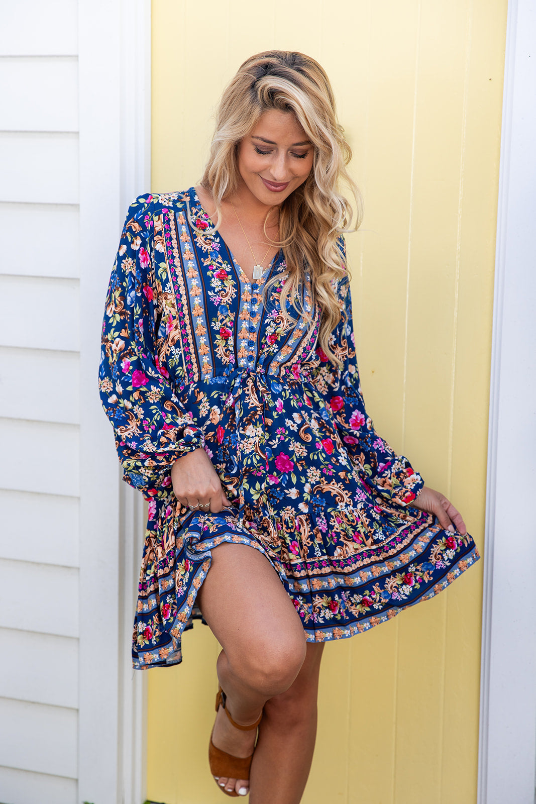 Lola Dress - Navy Bloom