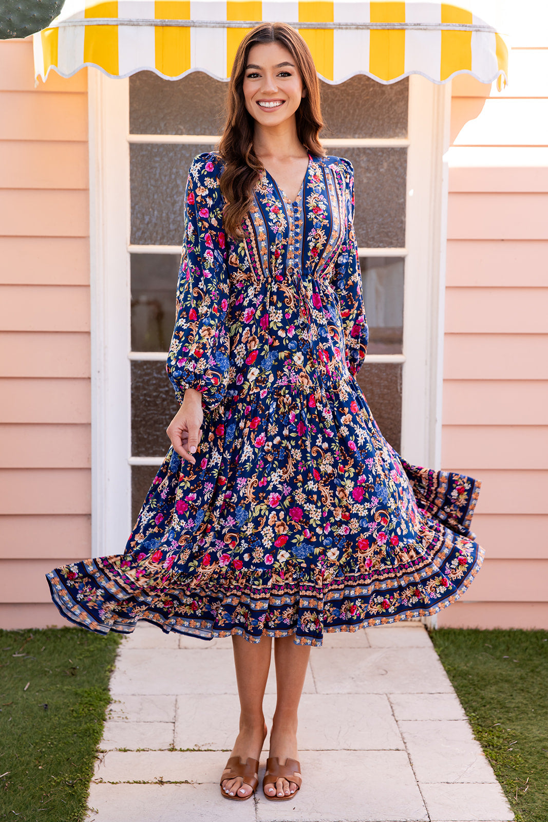 Evie Dress - Navy Bloom