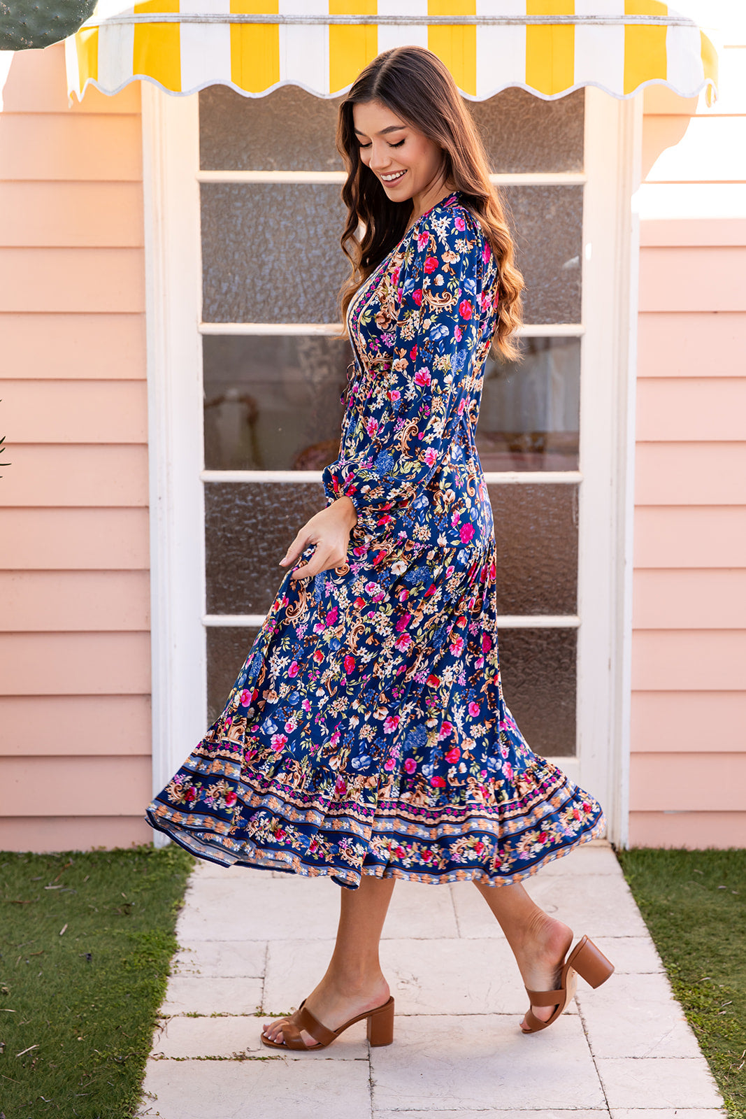 Evie Dress - Navy Bloom