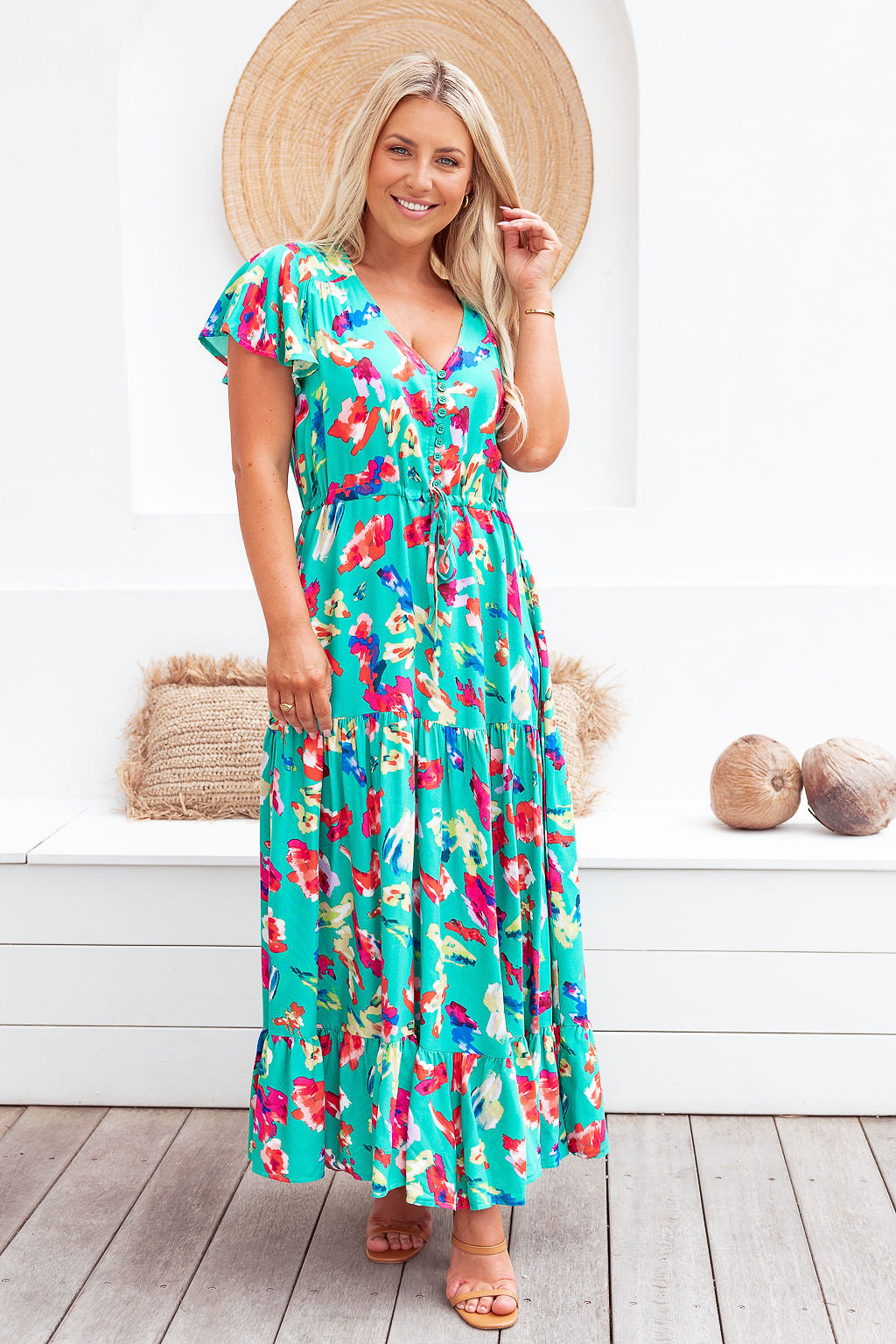 Cora Maxi Dress - Green Fiesta