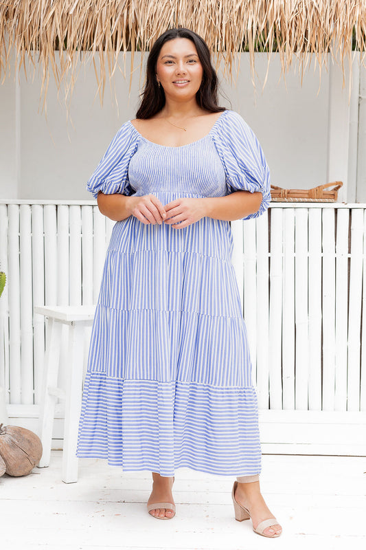 Ingrid Dress - Striped Blue