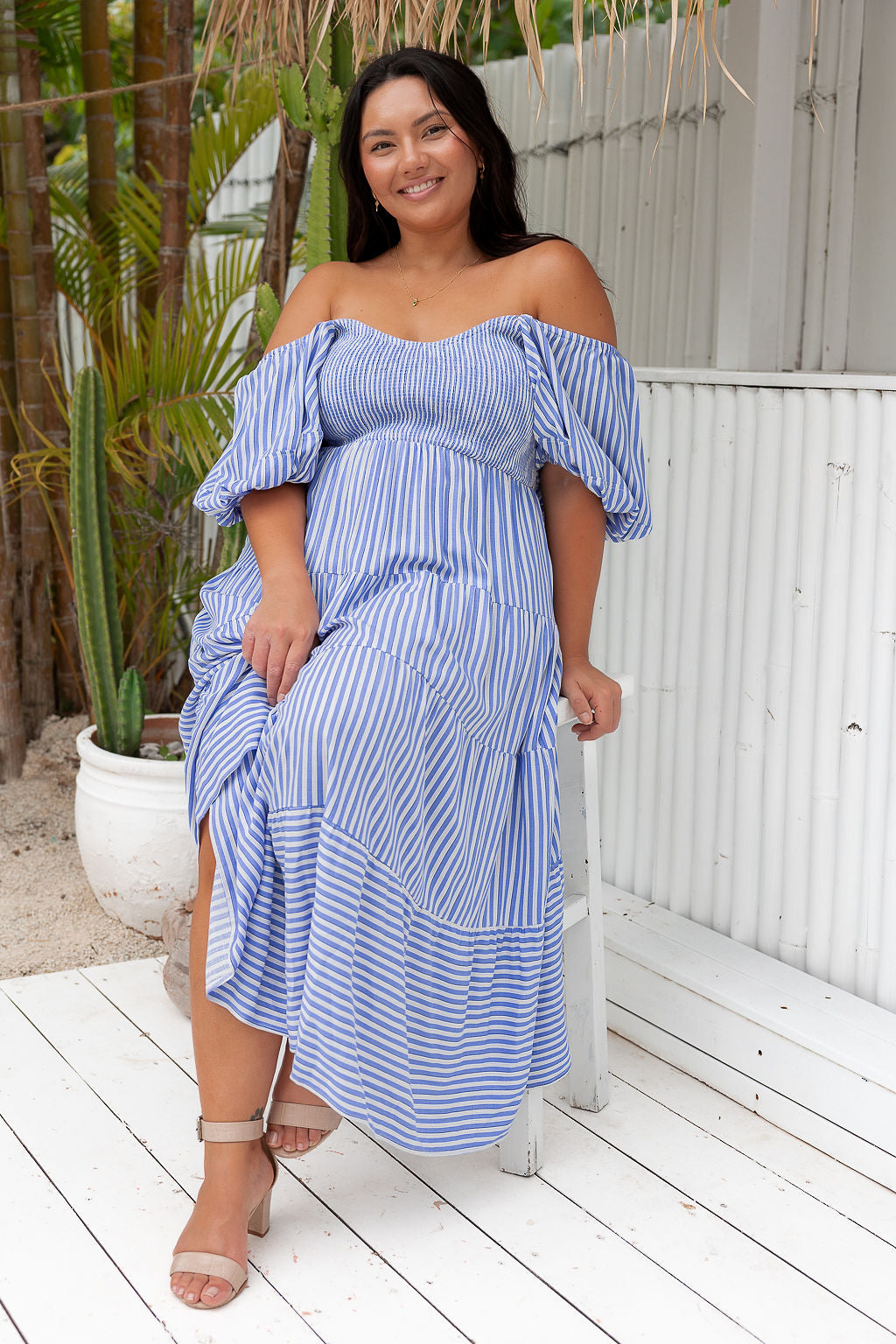 Ingrid Dress - Striped Blue