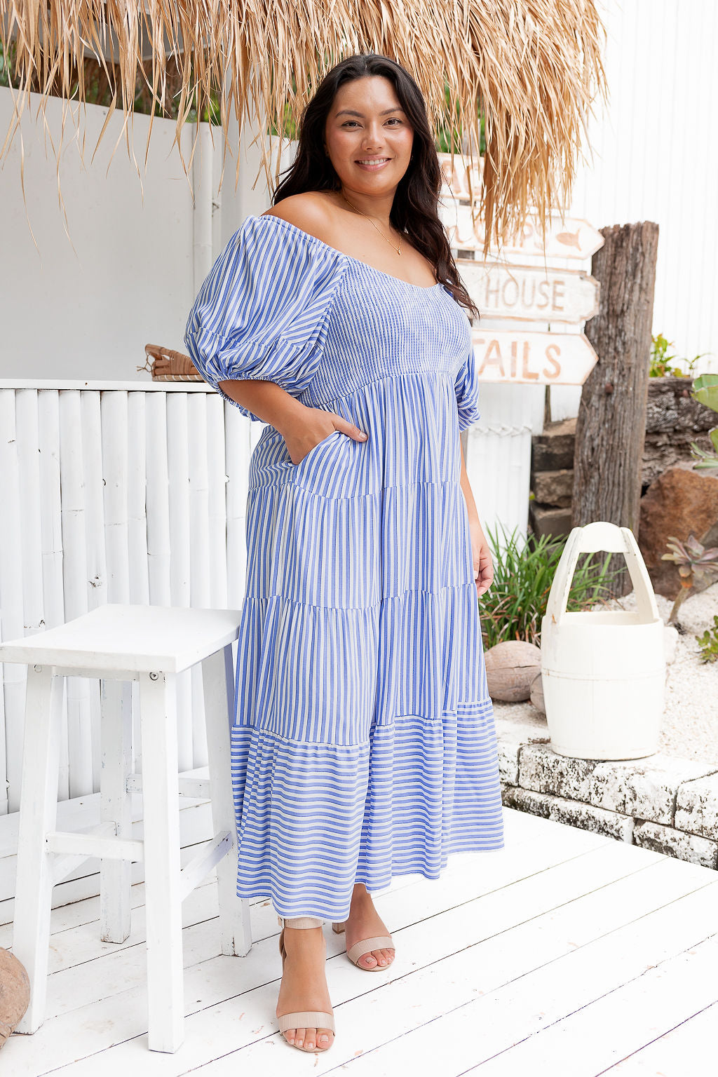 Ingrid Dress - Striped Blue