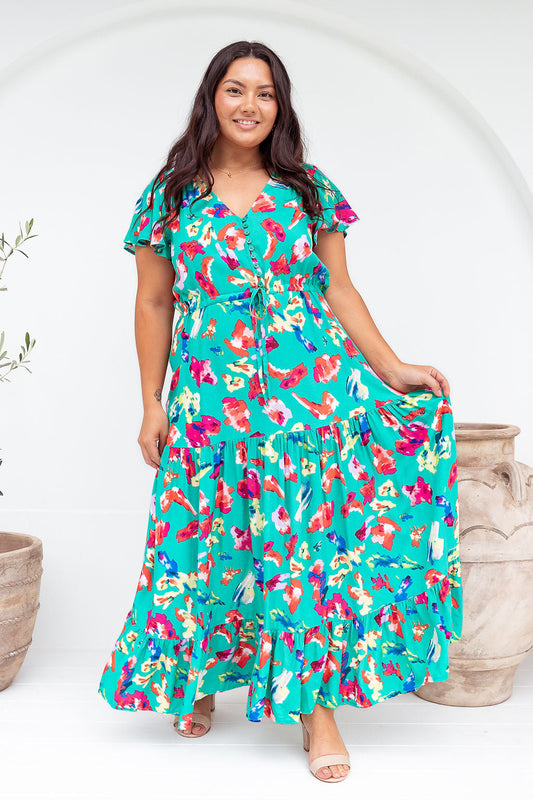 Cora Maxi Dress - Green Fiesta