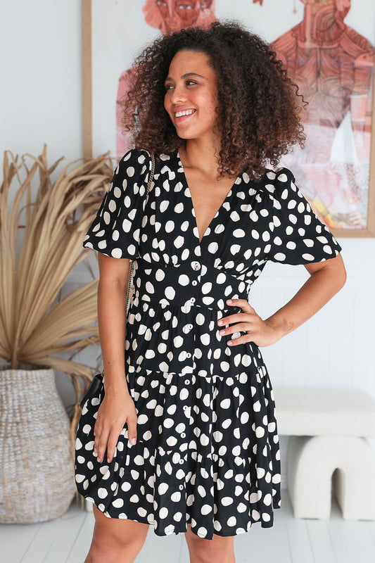 Lacy Dress - Dark Polka Dot