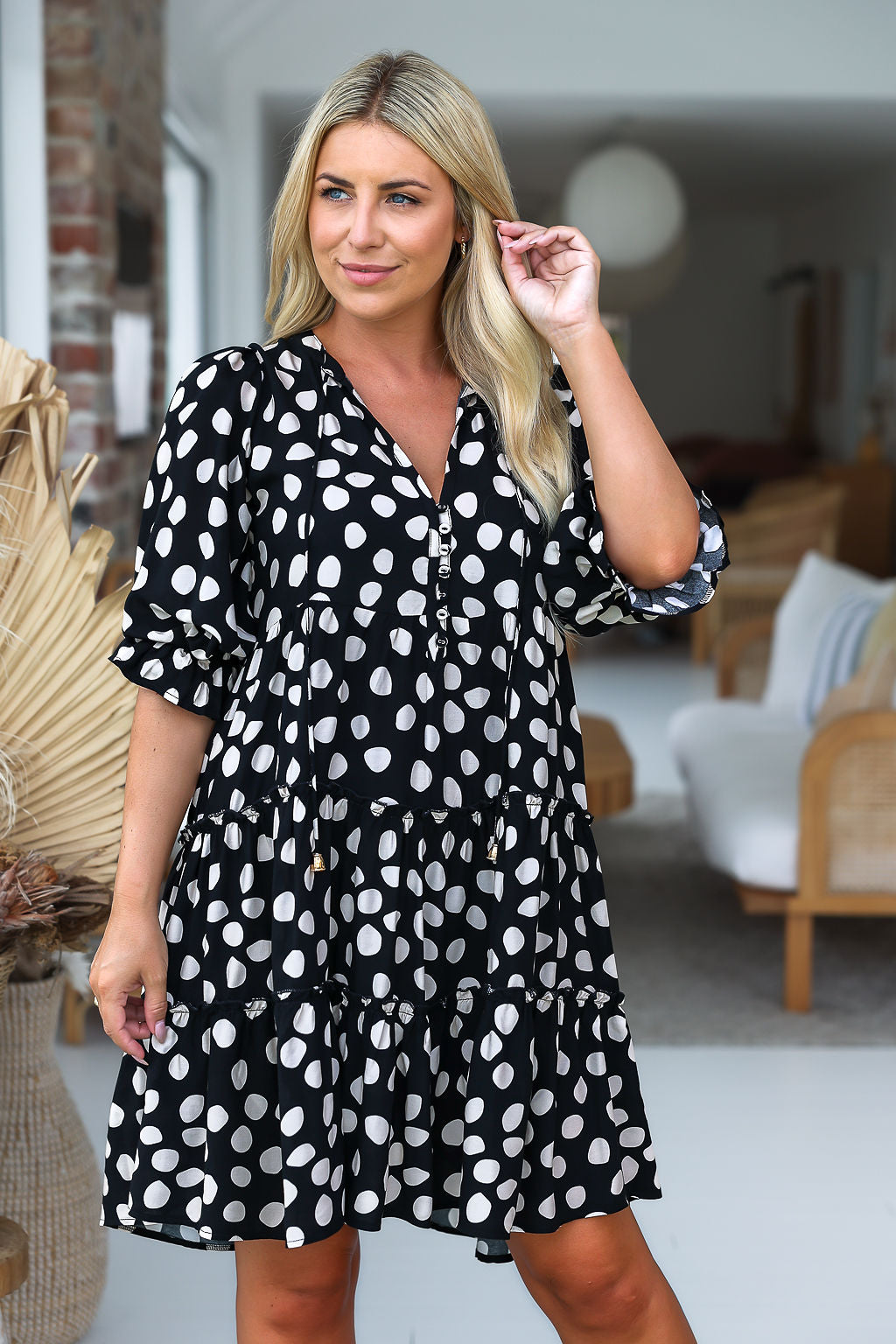 Lyra Dress - Dark Polka Dot