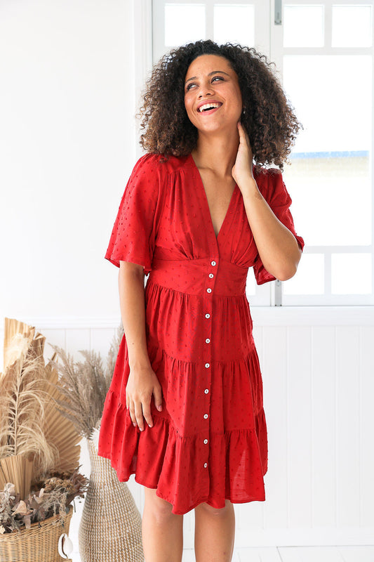 Macy Dress - Auburn Red