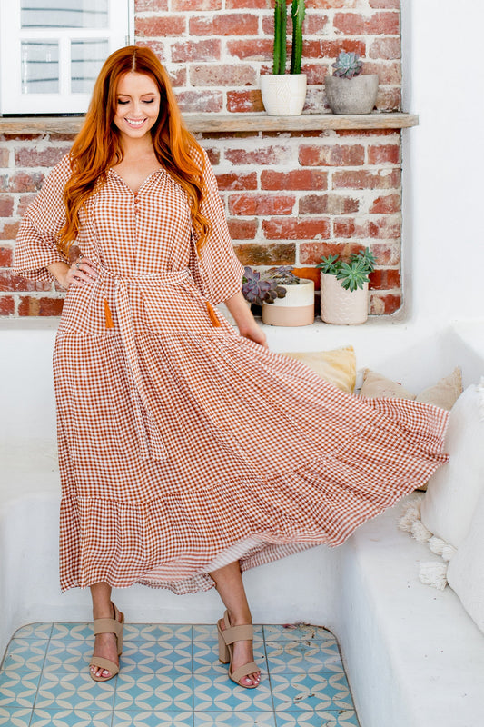 Talulla Dress - Hazelnut Gingham