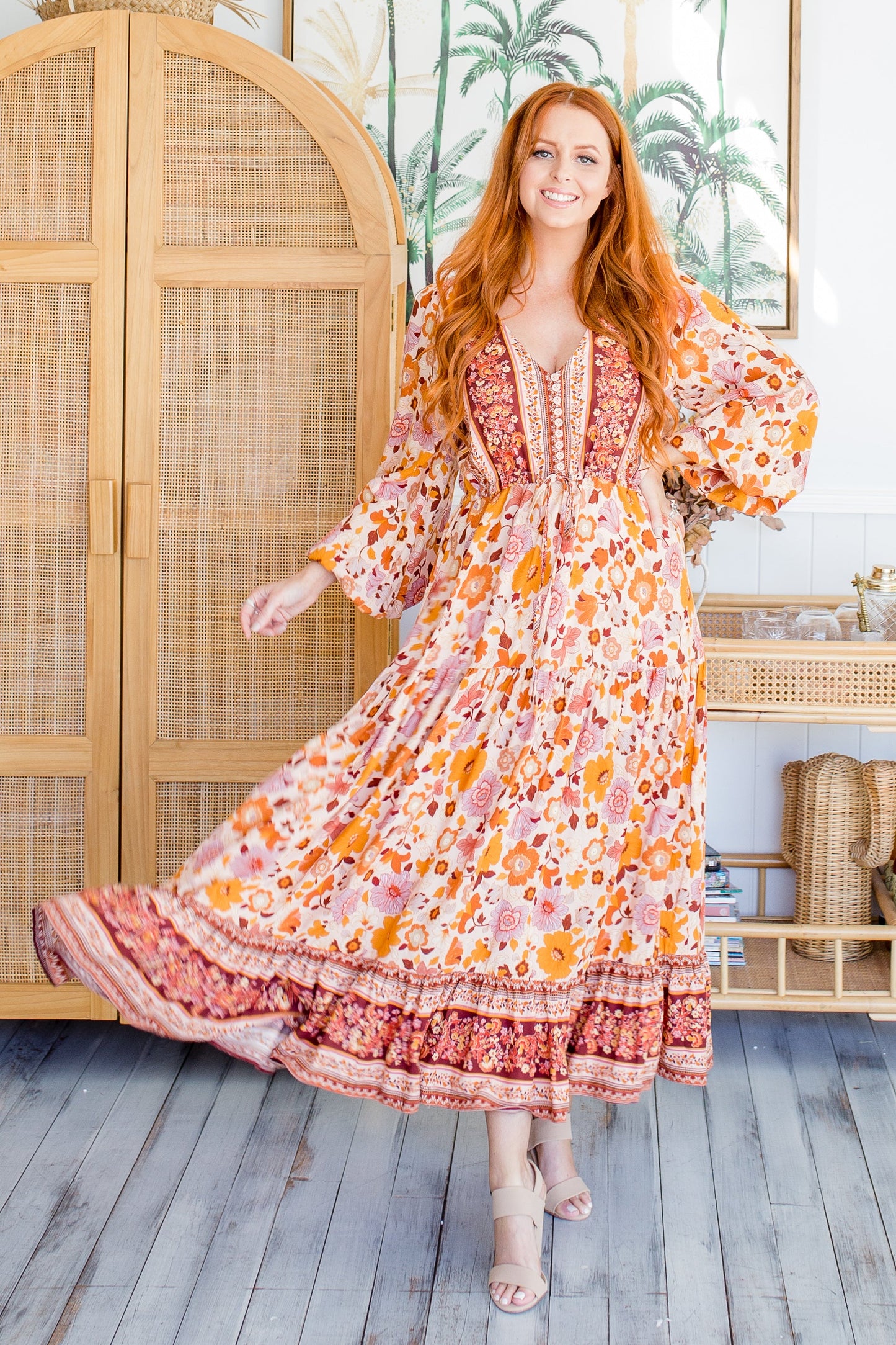 Evie Dress - Orange Hibiscus