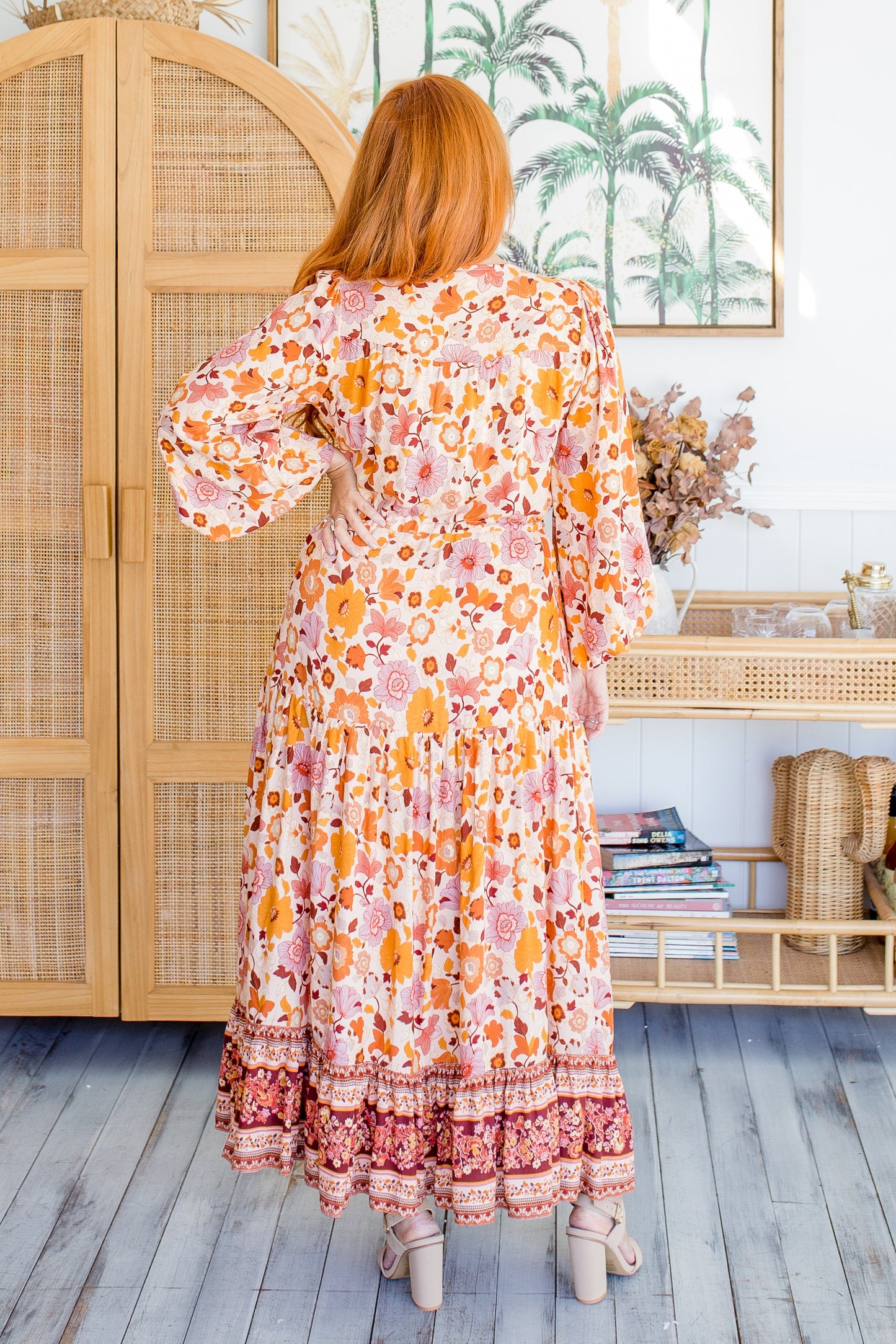 Evie Dress - Orange Hibiscus