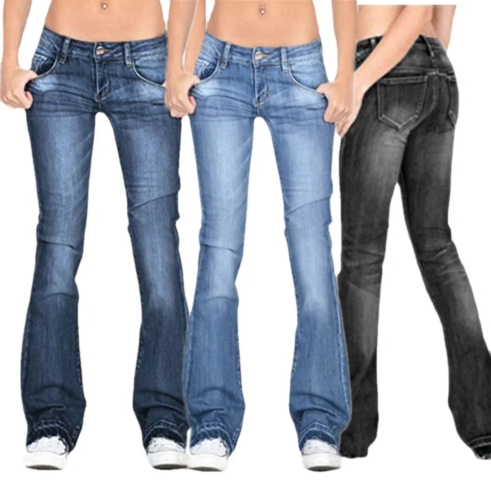 Ivyshape | Women's Low Rise Flared Jeans: Casual Vintage Skinny Bell Bottom Jeans