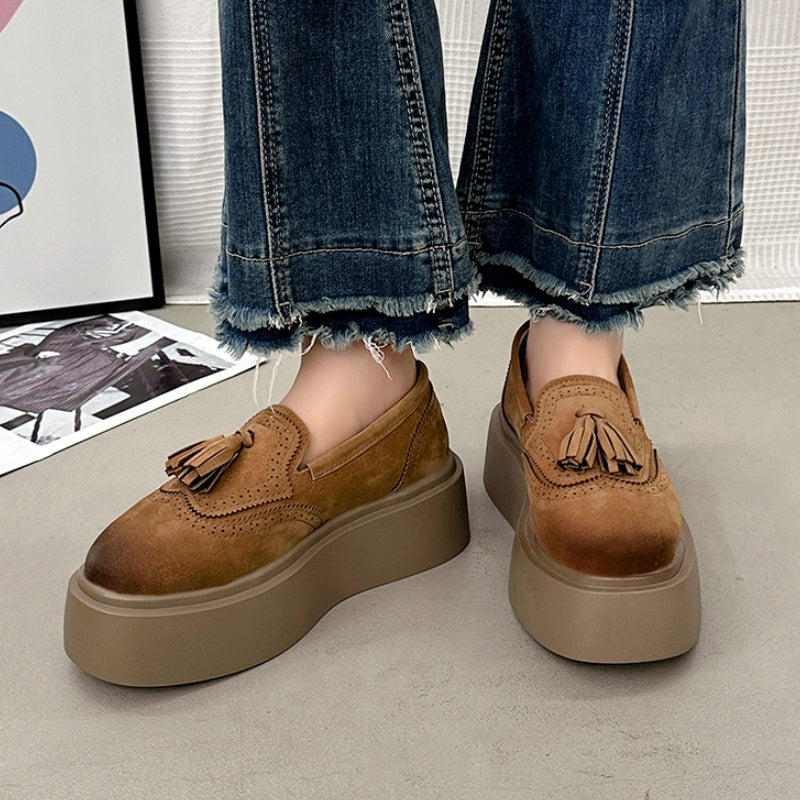 Women's Suede Platform Casual Loafers