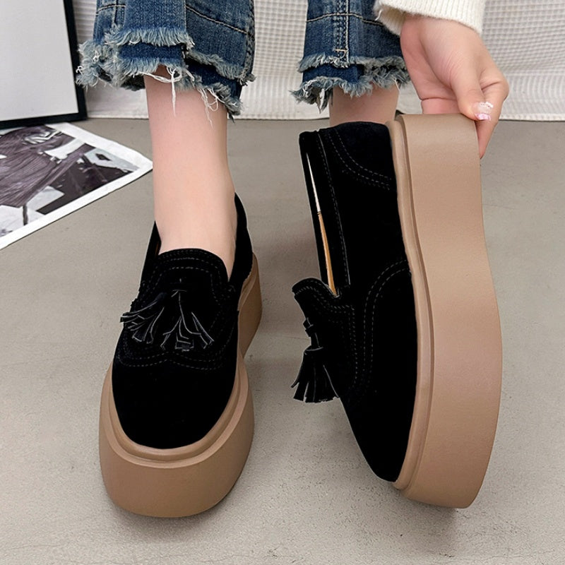 Women's Suede Platform Casual Loafers