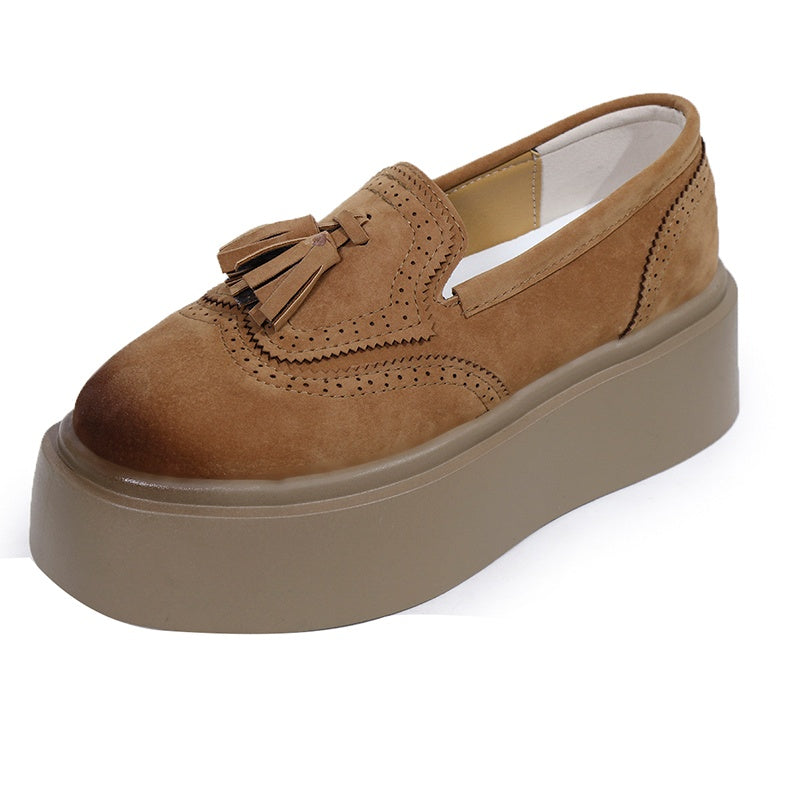 Women's Suede Platform Casual Loafers