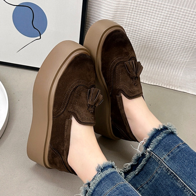 Women's Suede Platform Casual Loafers