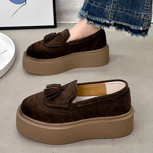 Women's Suede Platform Casual Loafers