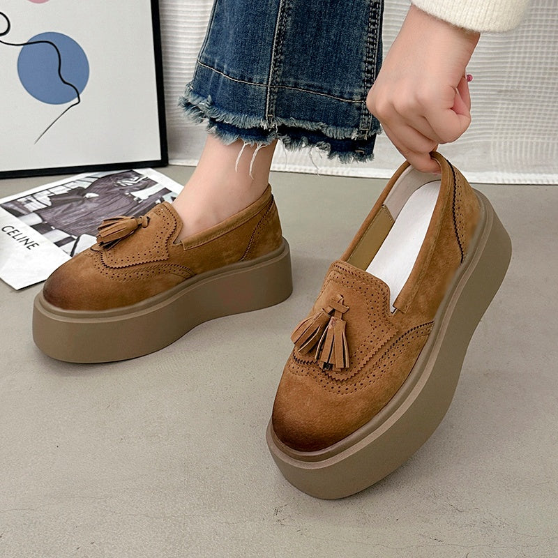 Women's Suede Platform Casual Loafers