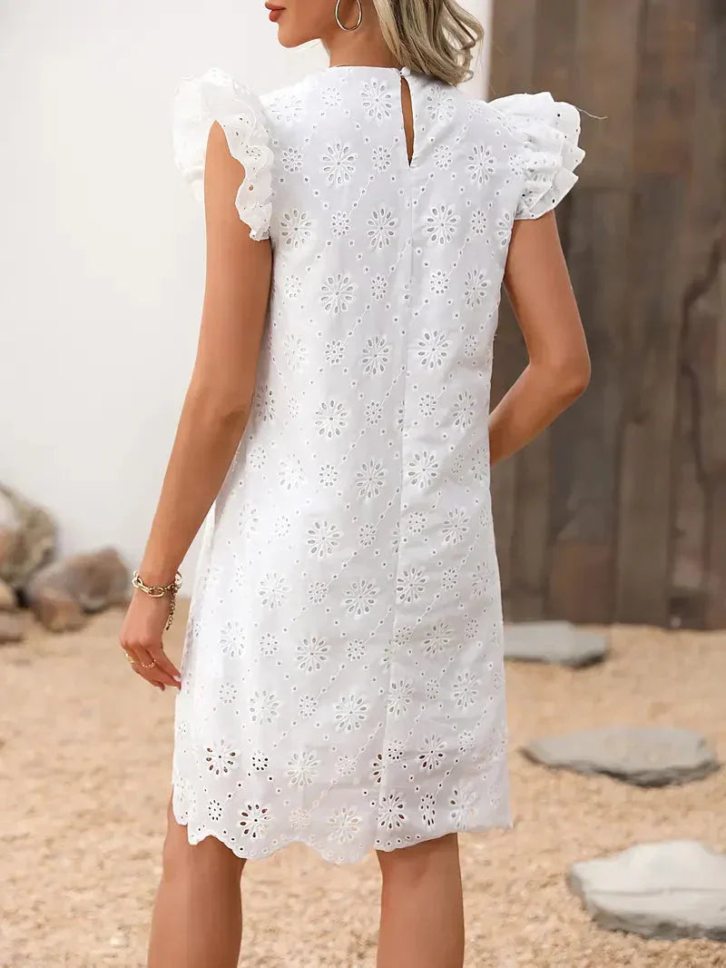 Ivyshape | Women's Double Lining Lace Dress White