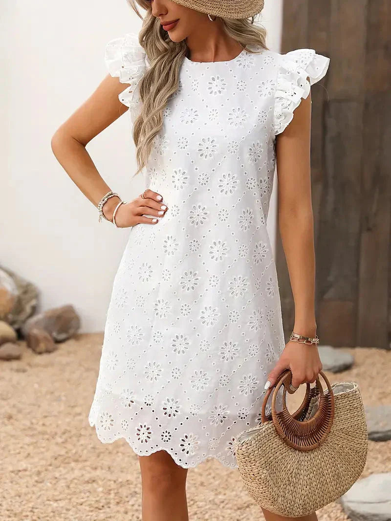 Ivyshape | Women's Double Lining Lace Dress White