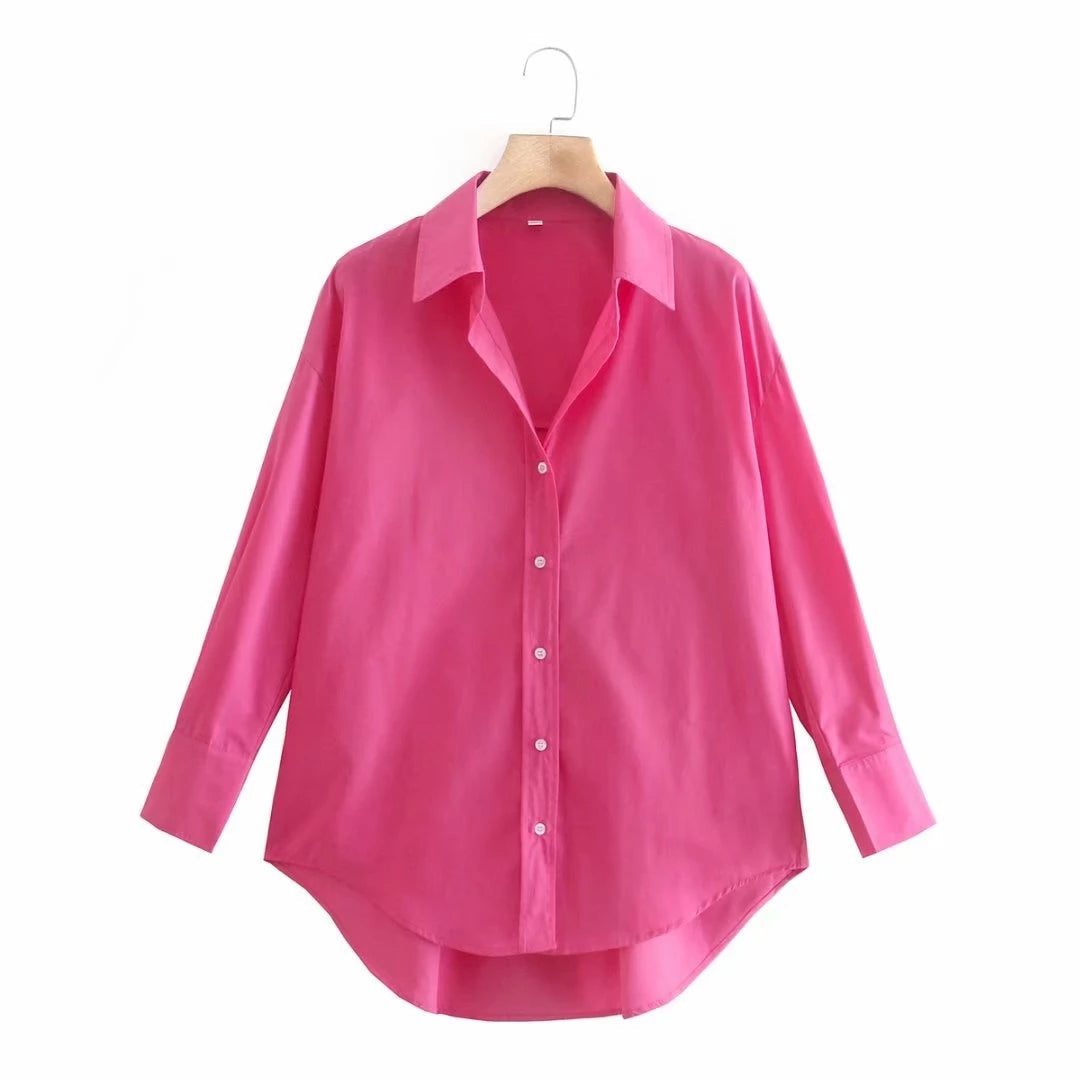 Long Sleeve Turn-Down Collar Blouse