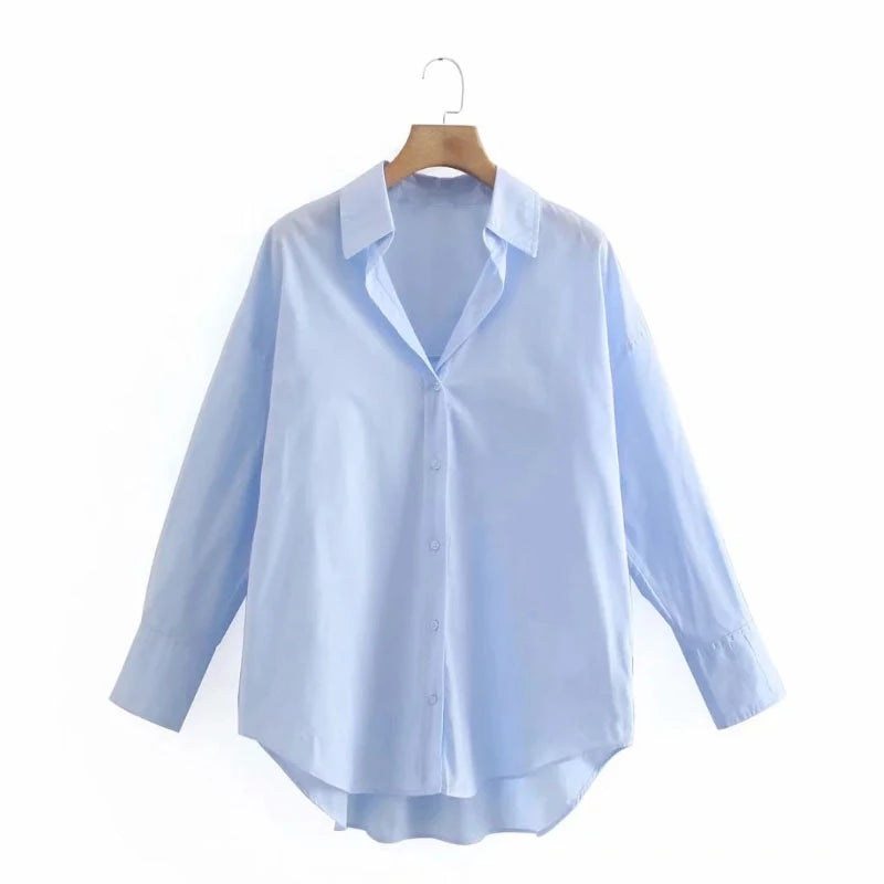 Long Sleeve Turn-Down Collar Blouse