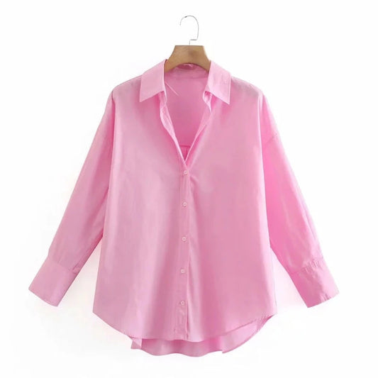 Long Sleeve Turn-Down Collar Blouse