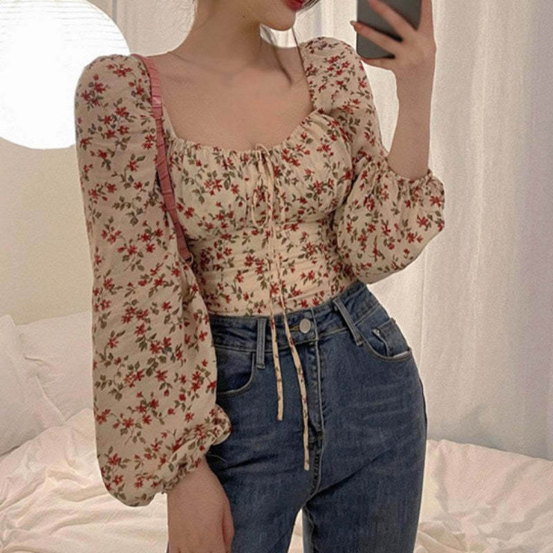 Elegant Floral Print Chiffon Blouse for Women