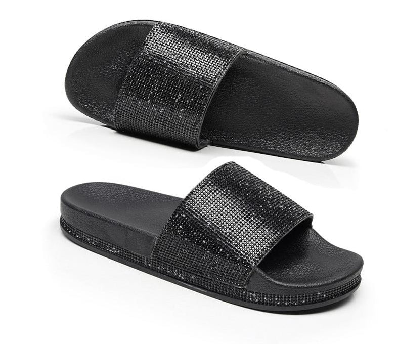 IvyShape | Crystal Diamond Slides with Trim Sandals
