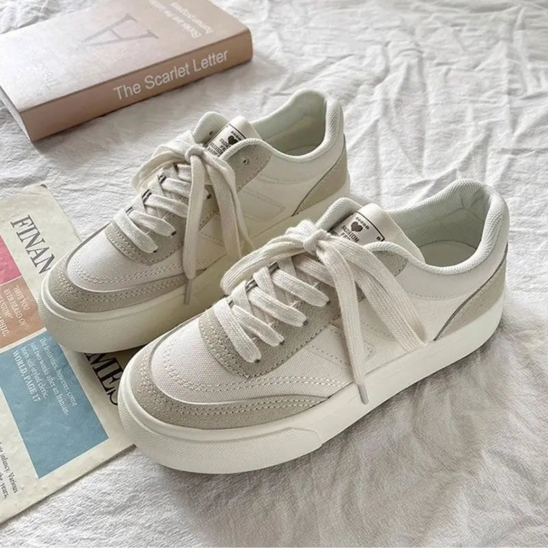 Women's Thick-Soled Canvas Sneakers for Spring and Autumn