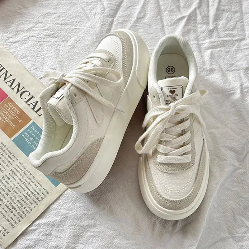 Women's Thick-Soled Canvas Sneakers for Spring and Autumn