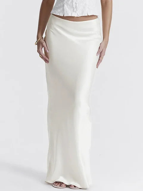 Ivyshape | Elegant Maxi Skirt in Satin