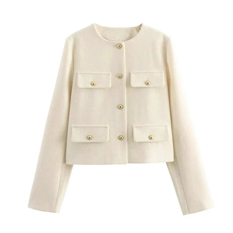 Ivyshape | Jacket Women's Stylish Autumn Blazer Jacket With Pockets