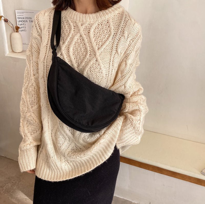 Ivyshape | Women's Shoulder Bag Half Moon with Adjustable Strap