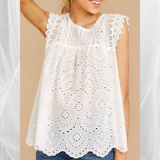 Sleeveless Lace Crochet Blouse