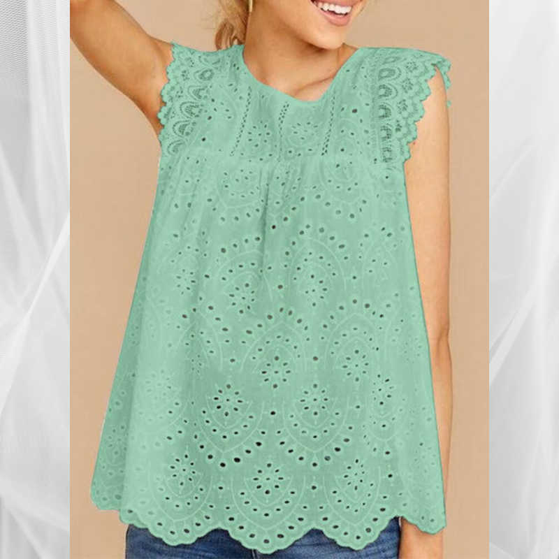 Sleeveless Lace Crochet Blouse