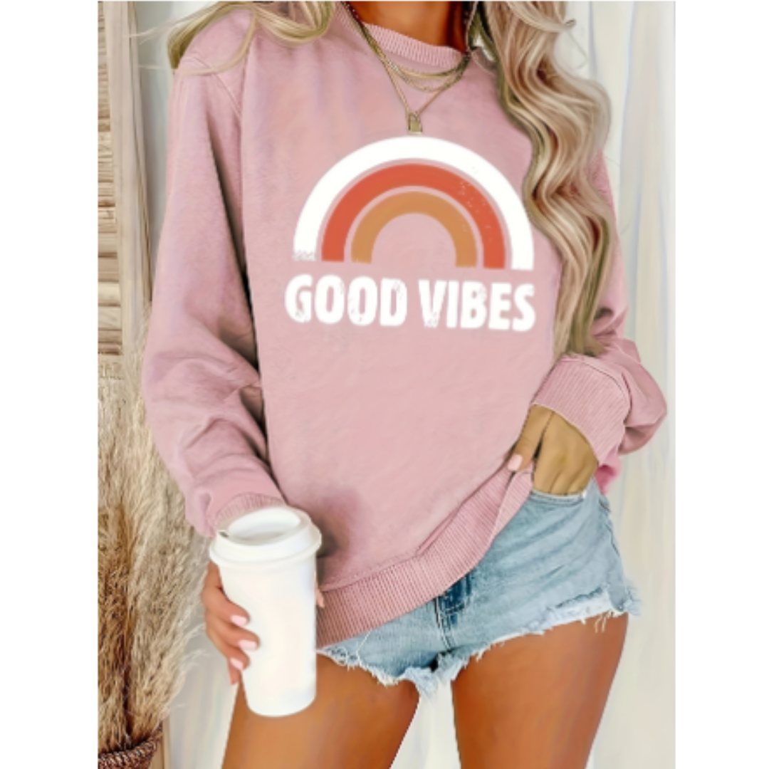 Ivyshape | Women's Good Vibes Printed Sweater Trend