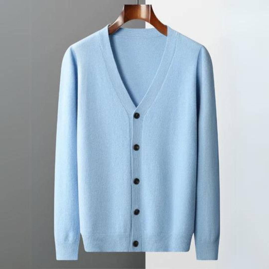 Ivyshape |Cardigan V-neck Button Closure Soft Light