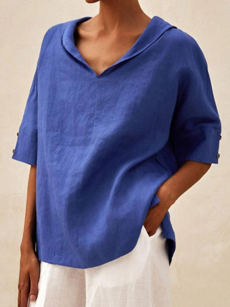 Ivyshape | V-Neck Casual Shirt Blouse for Women