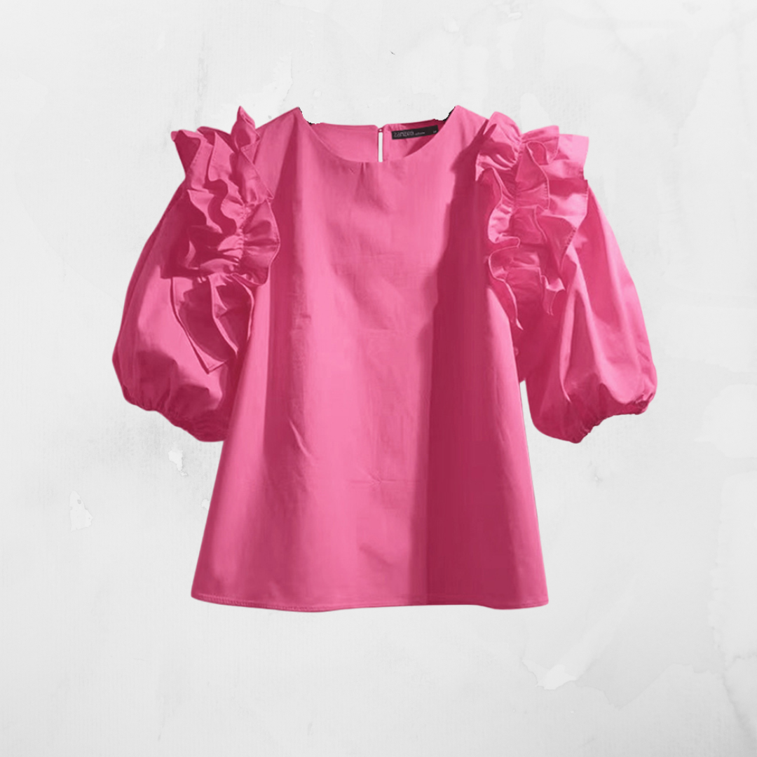 Elegant Ruffle Patchwork Blouse for Women