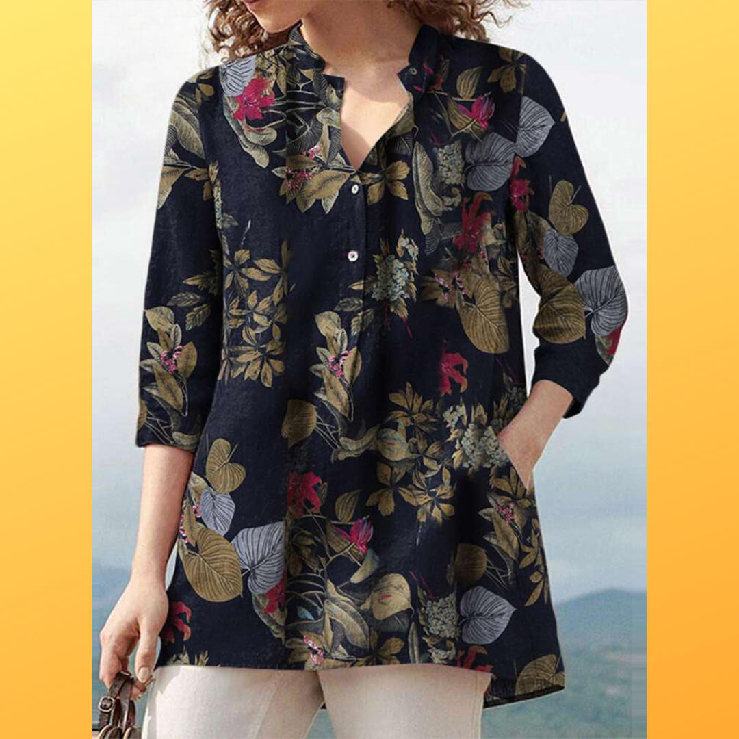 Vintage Floral V-Neck Bohemian Blouse