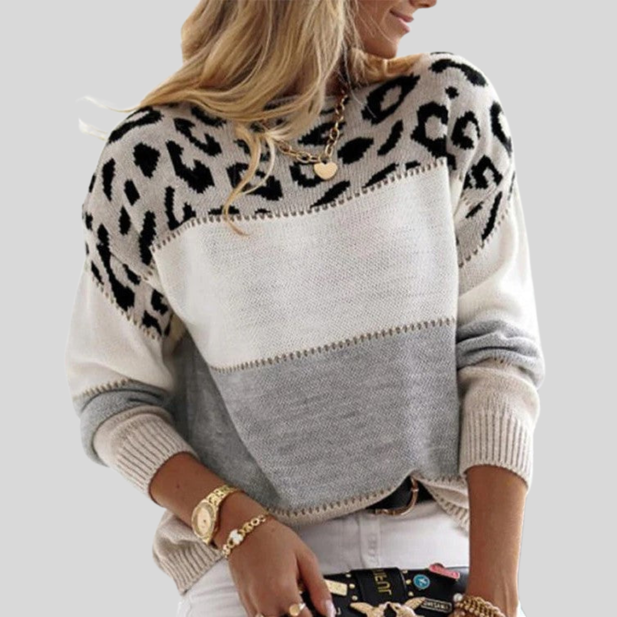 Ivyshape | Stylish Leopard Print Sweater