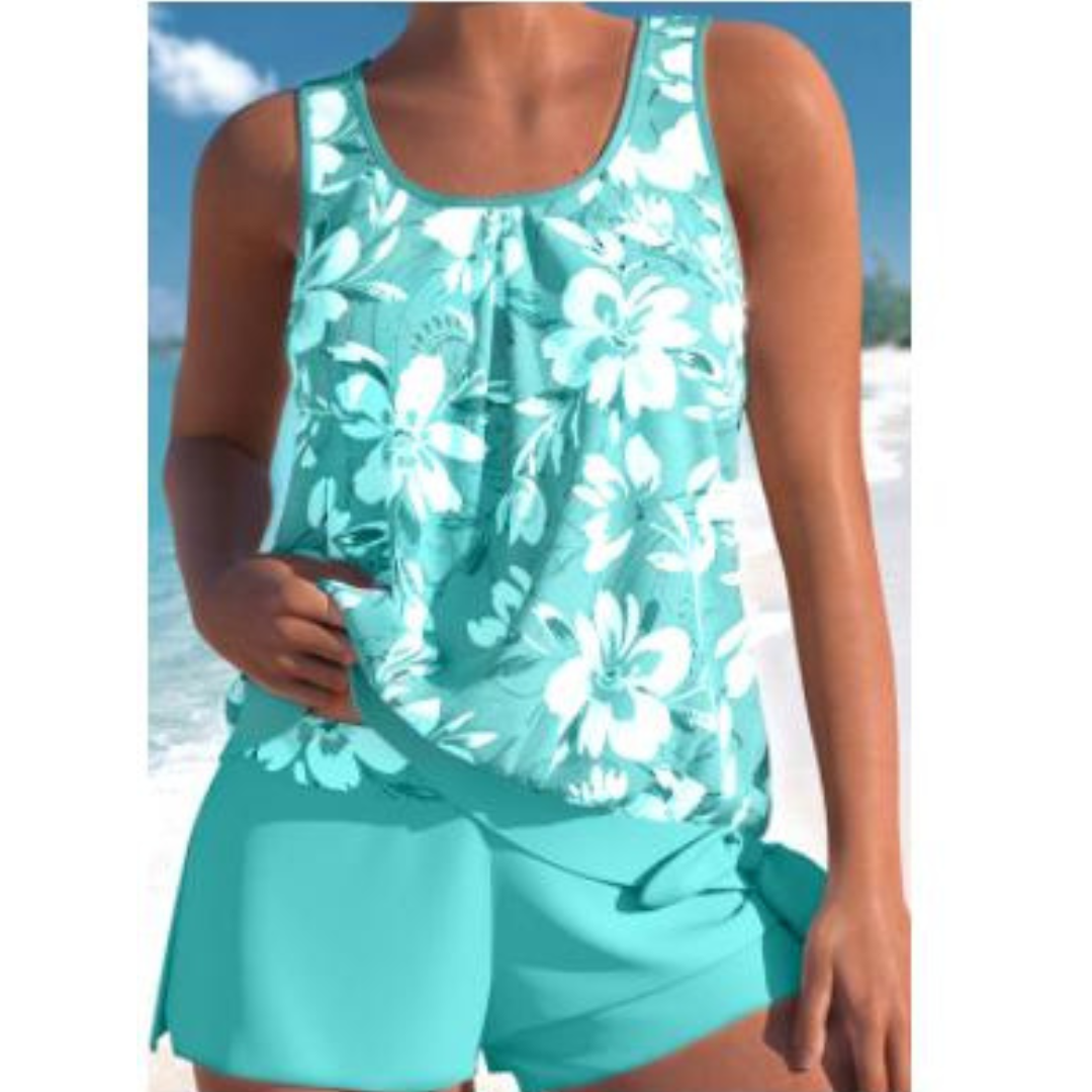 Ivyshape | Women's Floral Print Two-Piece Swimwear Bright