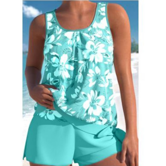 Ivyshape | Women's Floral Print Two-Piece Swimwear Bright