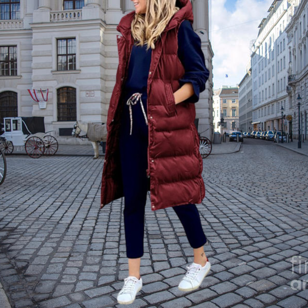 Ivyshape | Long Quilted Vest Coat for Women