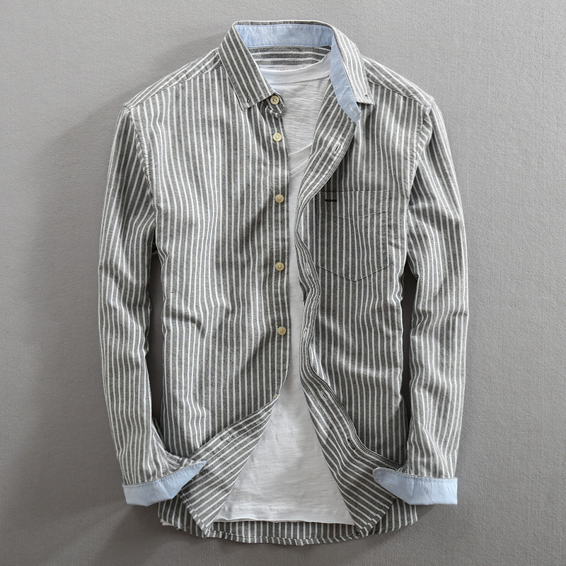 Ivyshape | Vermillon Cotton Striped Shirt