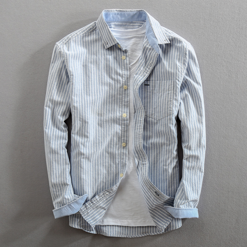 Ivyshape | Vermillon Cotton Striped Shirt