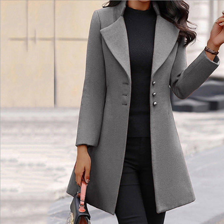 Ivyshape | Italian Long-Sleeved Wool Coat