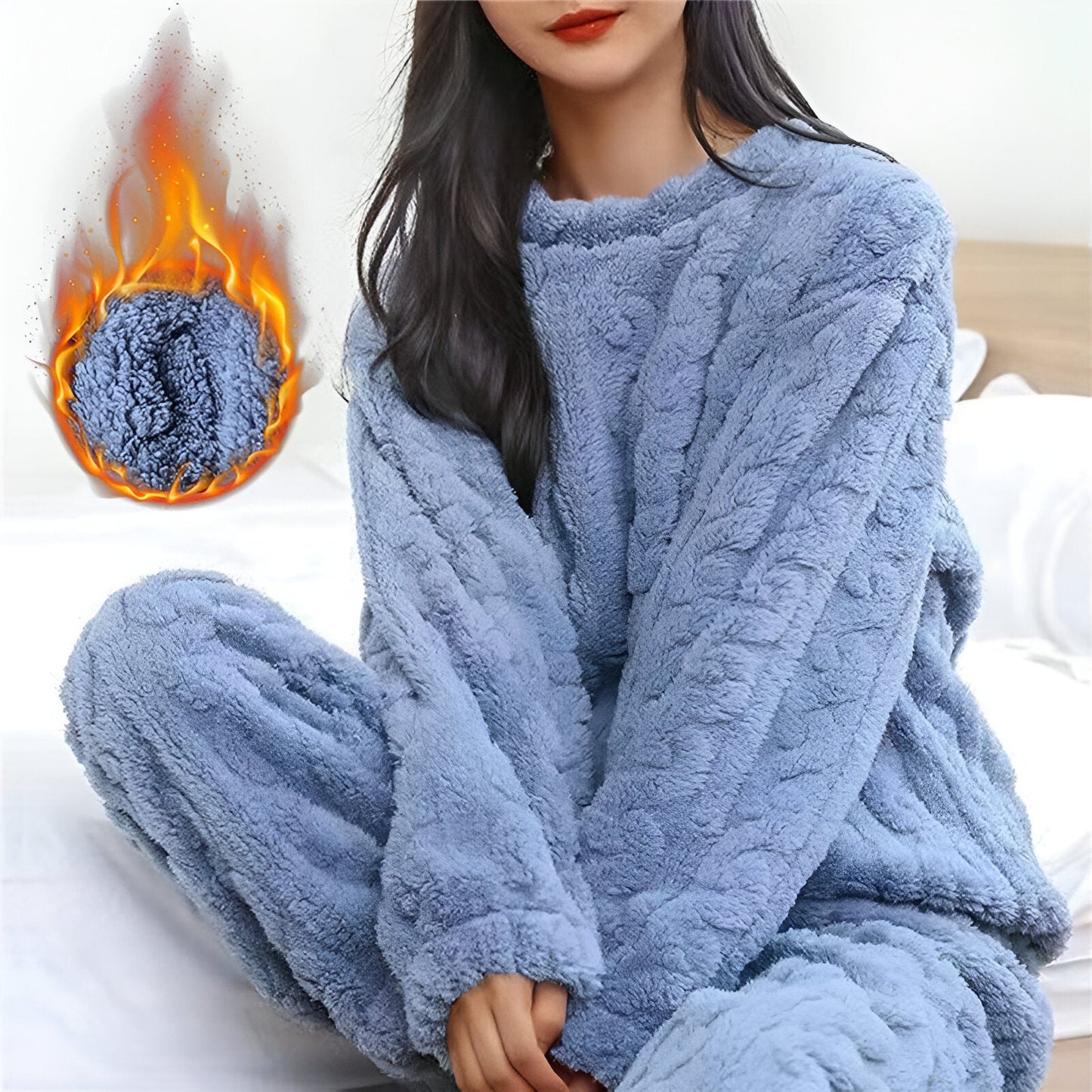 Ivyshape | Warm & Fluffy Fleece Pajamas