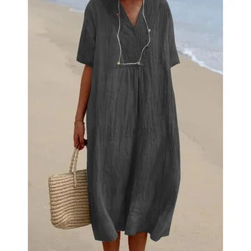 Ivyshape | Loose women's dress made of linen