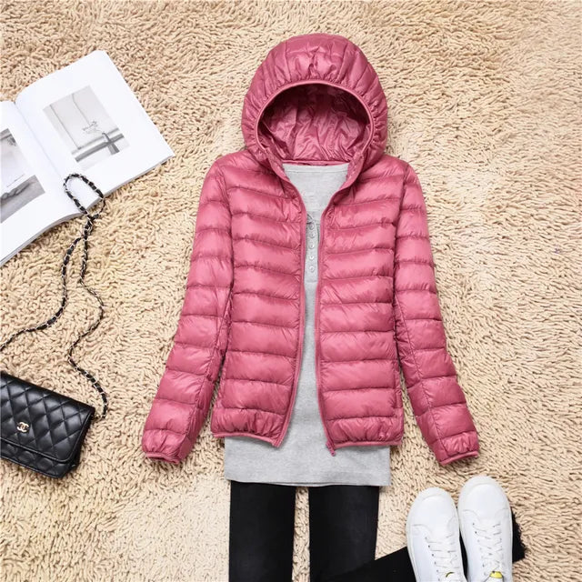 Ivyshape | Pinker Puffer Coat